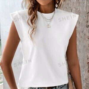 SHEIN LUNE Solid Round Neck Tee